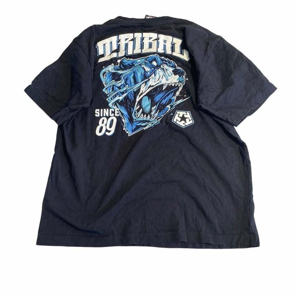 Tribal Gear Graphic T-Shirt Size M Black Blue Bear Since 89 Logo